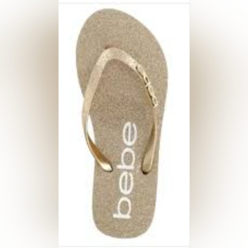 bebe tracee gold women's flip flop size 8